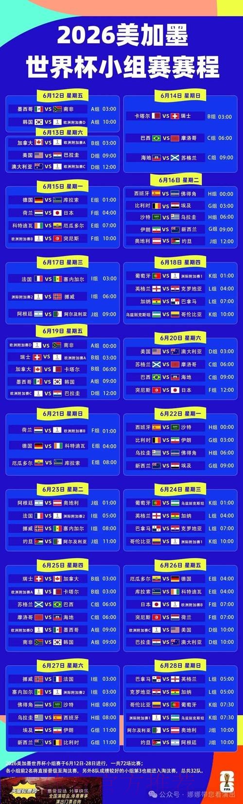 2026世界杯完整赛程一览全程直播查询入口 2026世界杯完整赛程一览全程直播查询入口